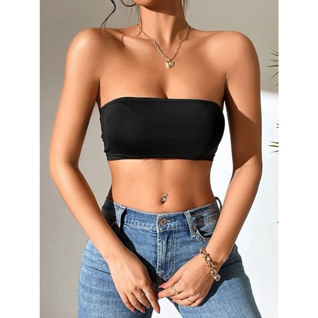 Cropped Top Faixa Sem Bojo Básico Forrado