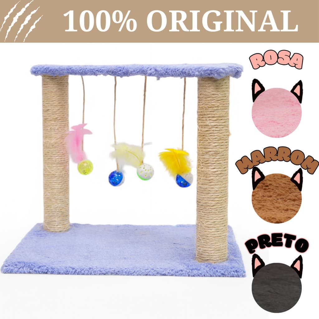 Arranhador com Poste Duplo para Gatos – Brinquedos Pendentes Inclusos