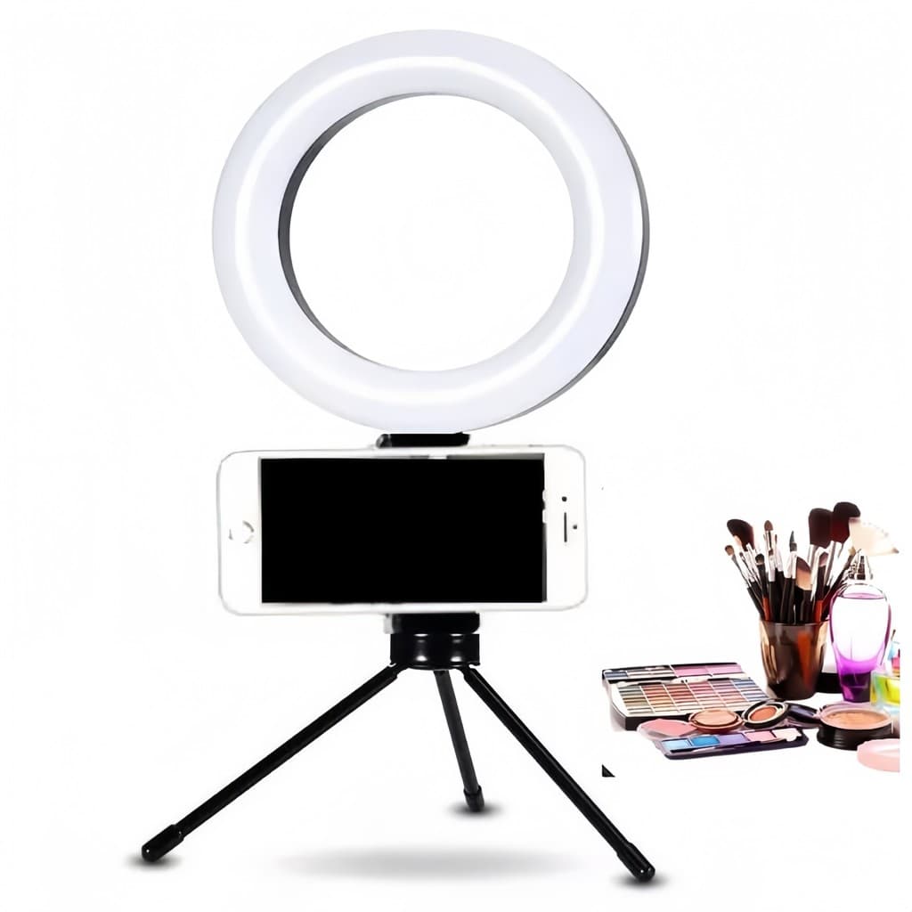 Ring Light 6 polegadas Completo Portátil 26cm + Tripé + suporte p/ celular