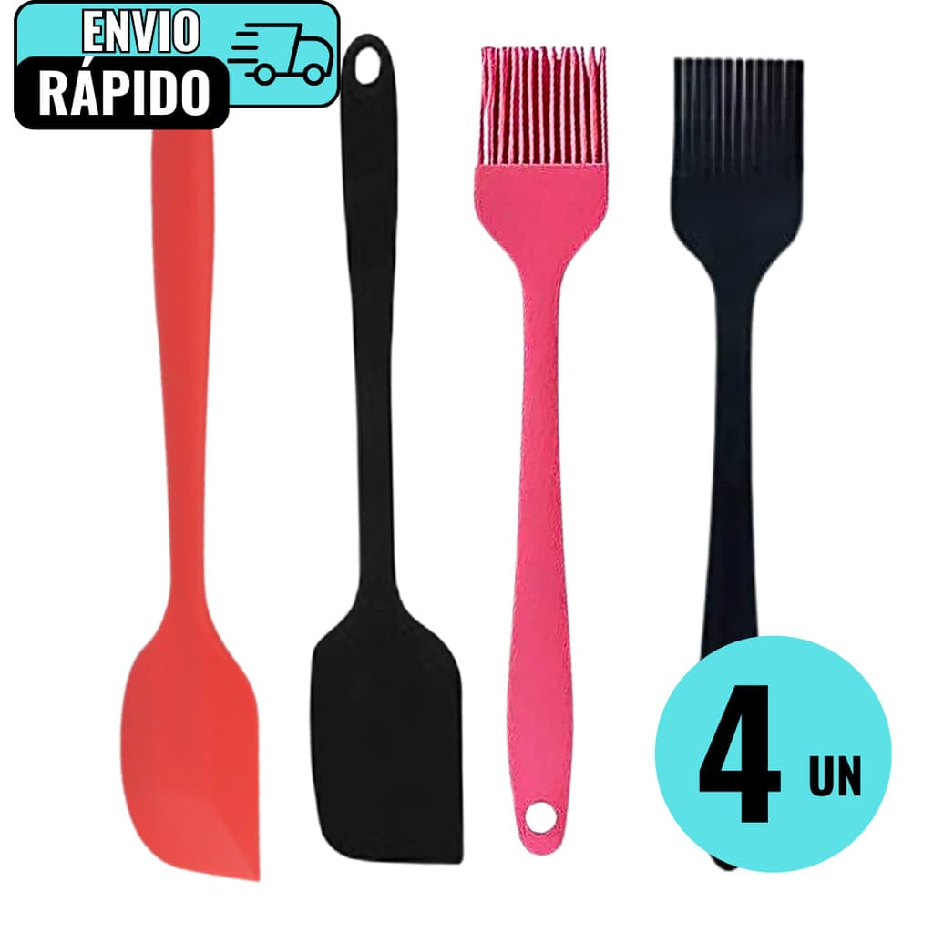 Kit 2 Espátula De Silicone 2 Pincel De Silicone Para Cozinha Domicilios Restaurantes Lanchinetes