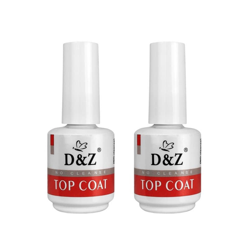 Kit 2 Top Coat Selante D&Z Extra Brilho 15ml Unha Gel Acrigel Fibra NH