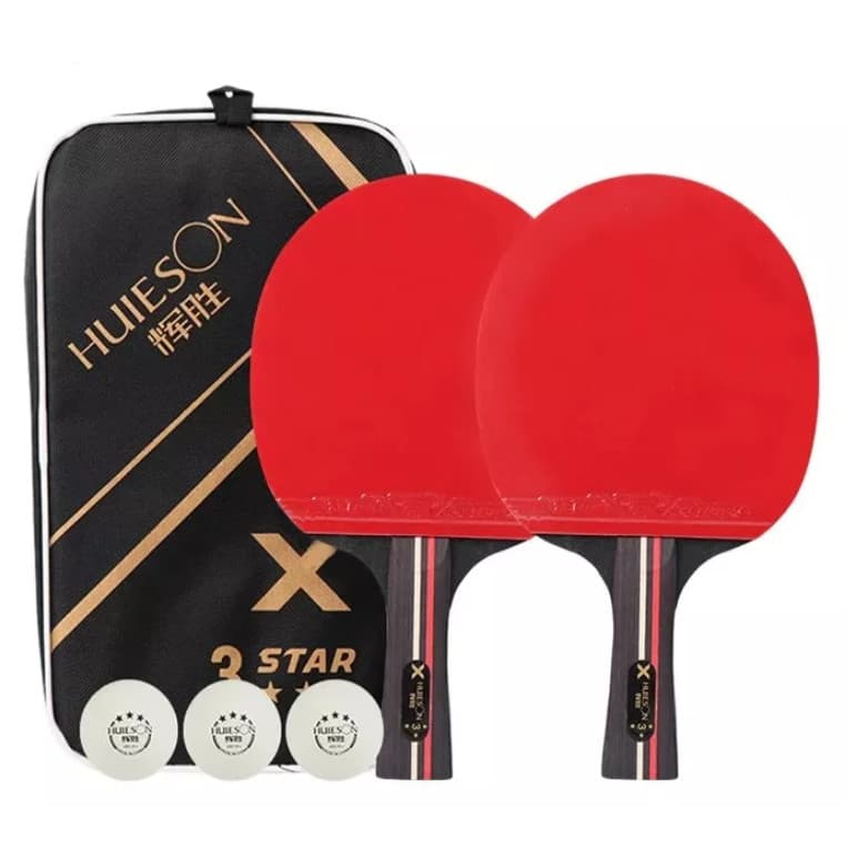 Kit Tênis De Mesa 2 Raquetes E 3 Bolinhas Huieson 3 Stars
