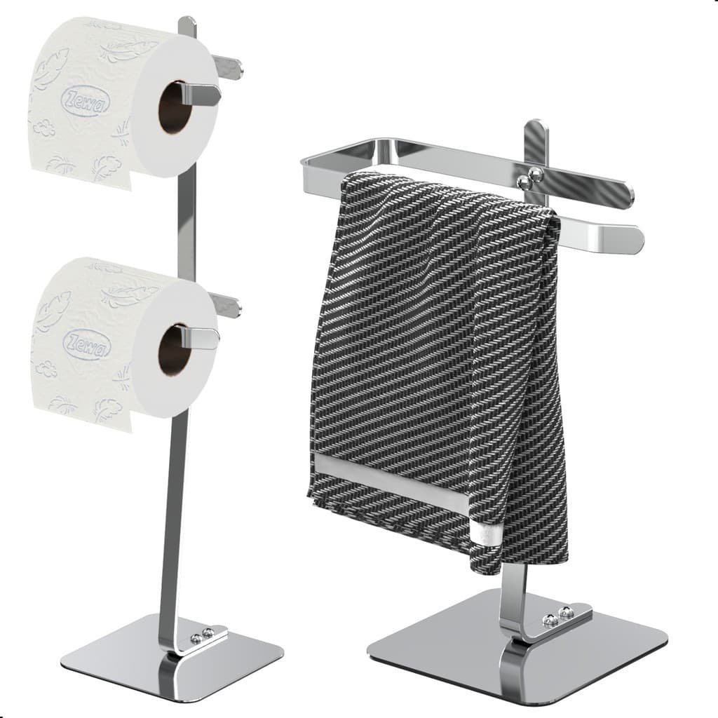 Porta Papel Higiênico de Chão Inox e Toalha Lavabo Oslo.D