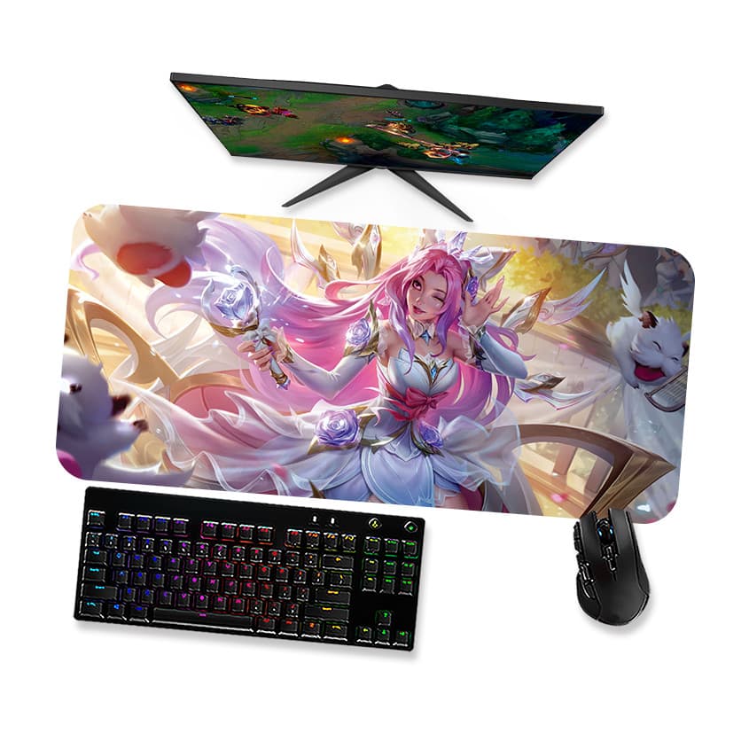 Mousepad Lol Seraphine Rosa de cristal 1 Speed Costurado Mouse pad Gamer 90x40 70x30 80x40 60x40 45x40