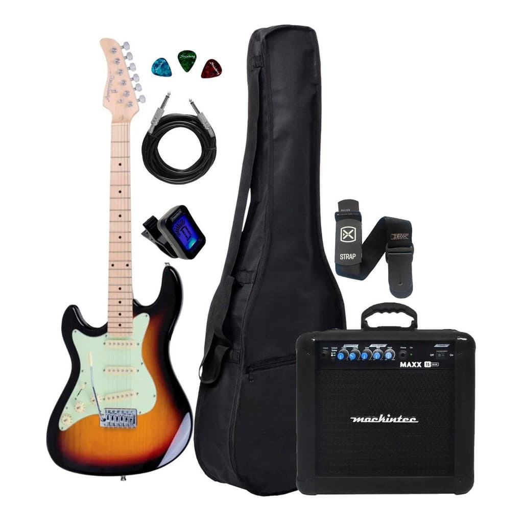 Kit Guitarra Strinberg Sts100 Sb Canhoto Capa Cubo Acessório