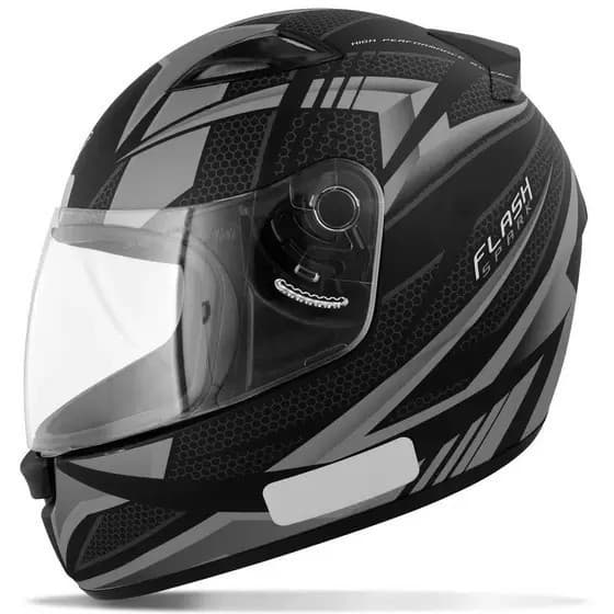 Capacete Ebf New Spark Flash Preto Fosco e Prata Tamanho 56 58 60 Masculino Feminino Fechado Integral Pronta Entrega