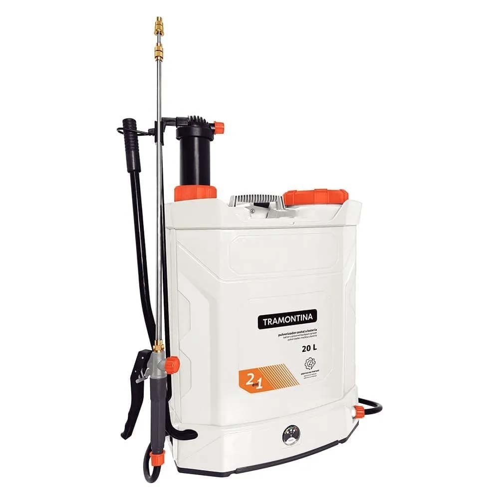 Pulverizador Costal à Bateria e Manual TRAMONTINA 78622206 20 Litros com 5 Bicos e Carregador Bivolt