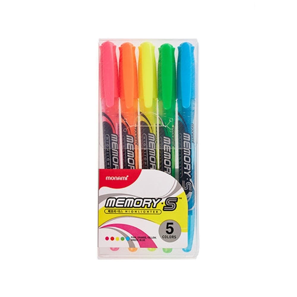 Monami Memory S 5-color highlighter set