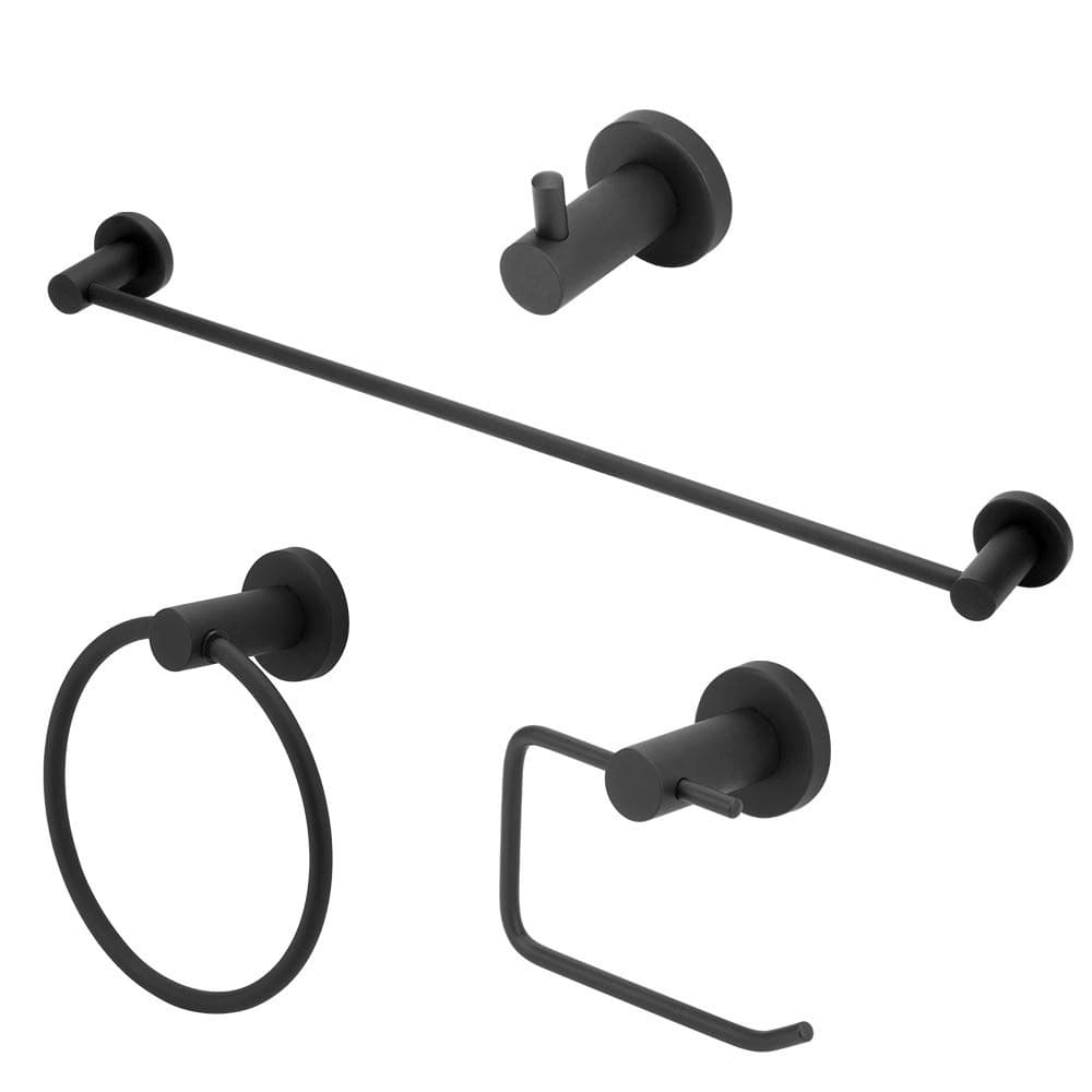 Kit Acessórios Banheiro Completo Inox Preto/Black 4 Peças