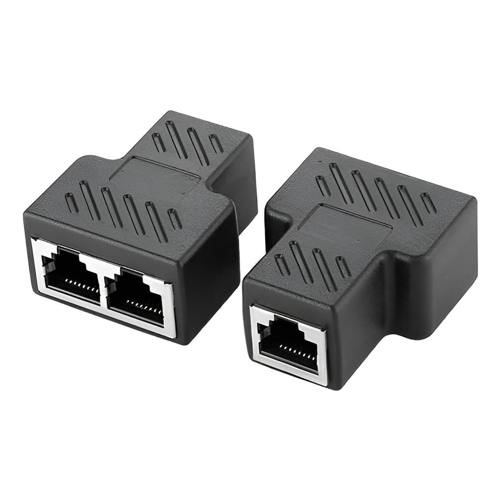 Duplicador Conector Extensor Rj45 1x2 Splitter Plug T Preto