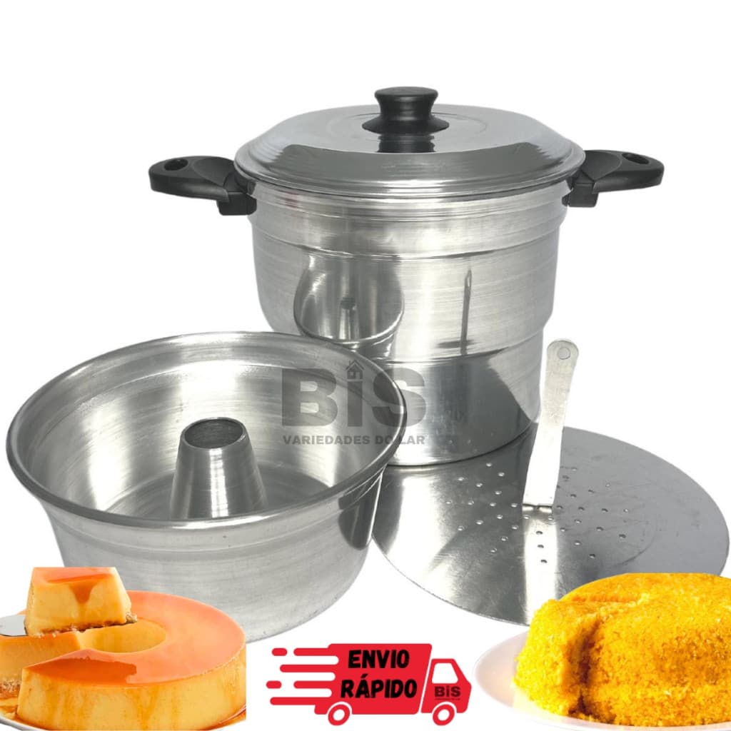 Panela Multiuso 3 em 1  Cuscuzeira - Faz Pudim No Banho Maria Alem de Alimentos a Vapor