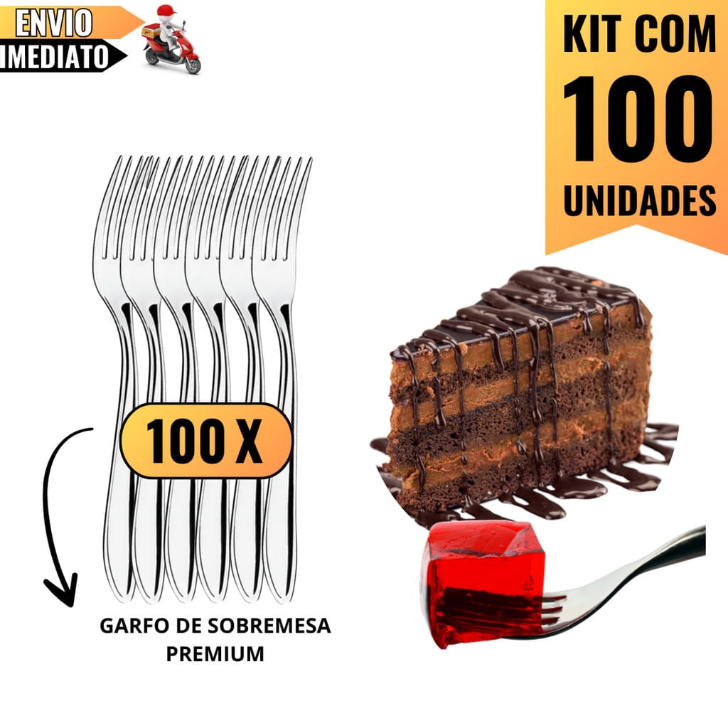 Kit 100 Garfos de Sobremesa Aço Inox 16cm – Resistência e Sofisticação Para Refeições, Confeitarias e Restaurantes.