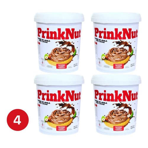Kit 4 Prinknut Creme Avelã Balde 1kg Balde Cobertura Nutela Similar Creme de Chocolate Atacado