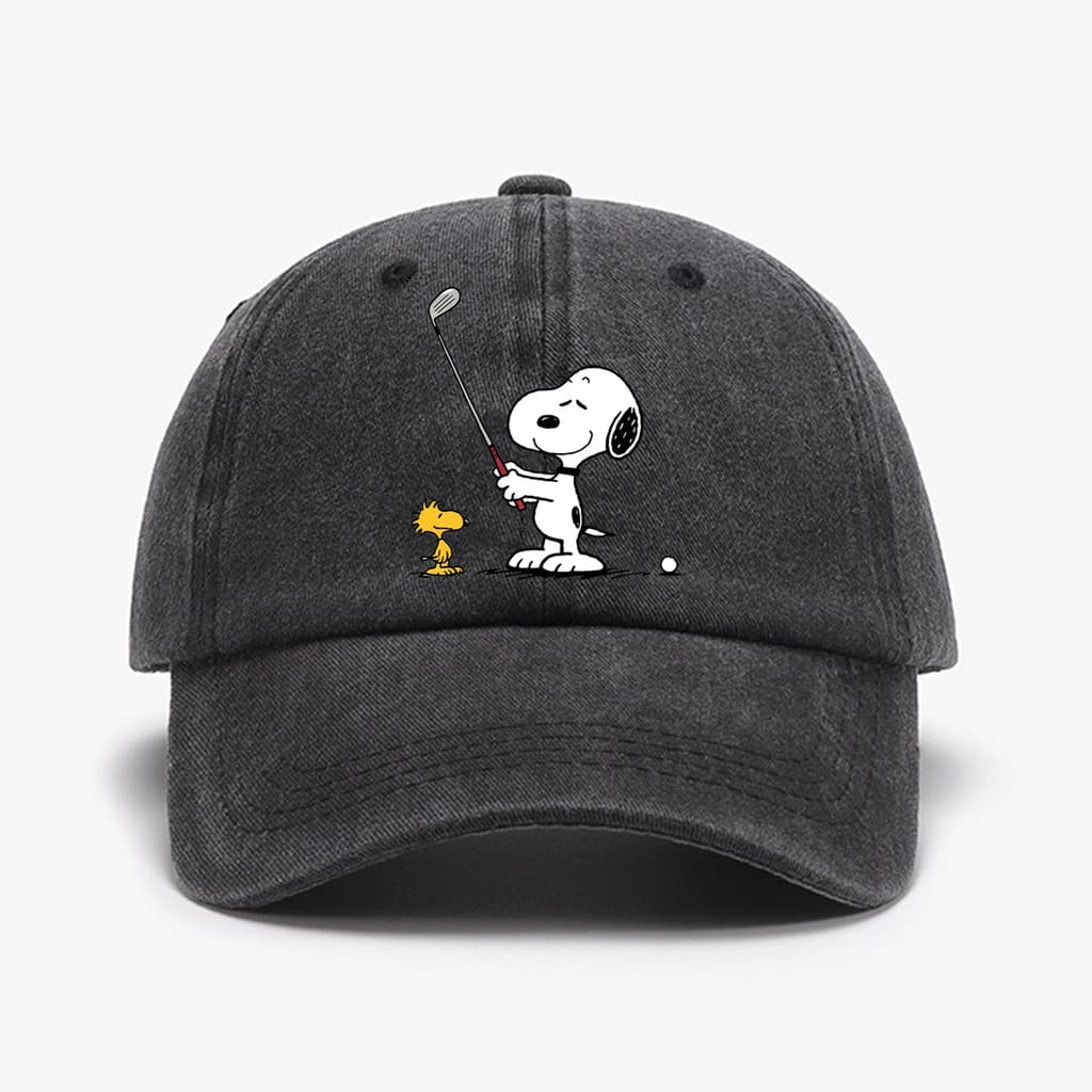 Boné De Beisebol Estampado " Snoopy " Unissex Retrô Lavado Angustiado Chapéu De Sol Acessório De Moda Ao Ar Livre Para H