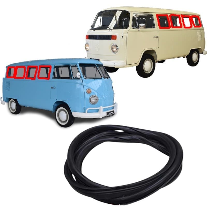 Borracha Vidro Fixo Janela Lateral Fixa Kombi Corujinha 1200 1500 1600 e Kombi Clipper 1959 até 1997