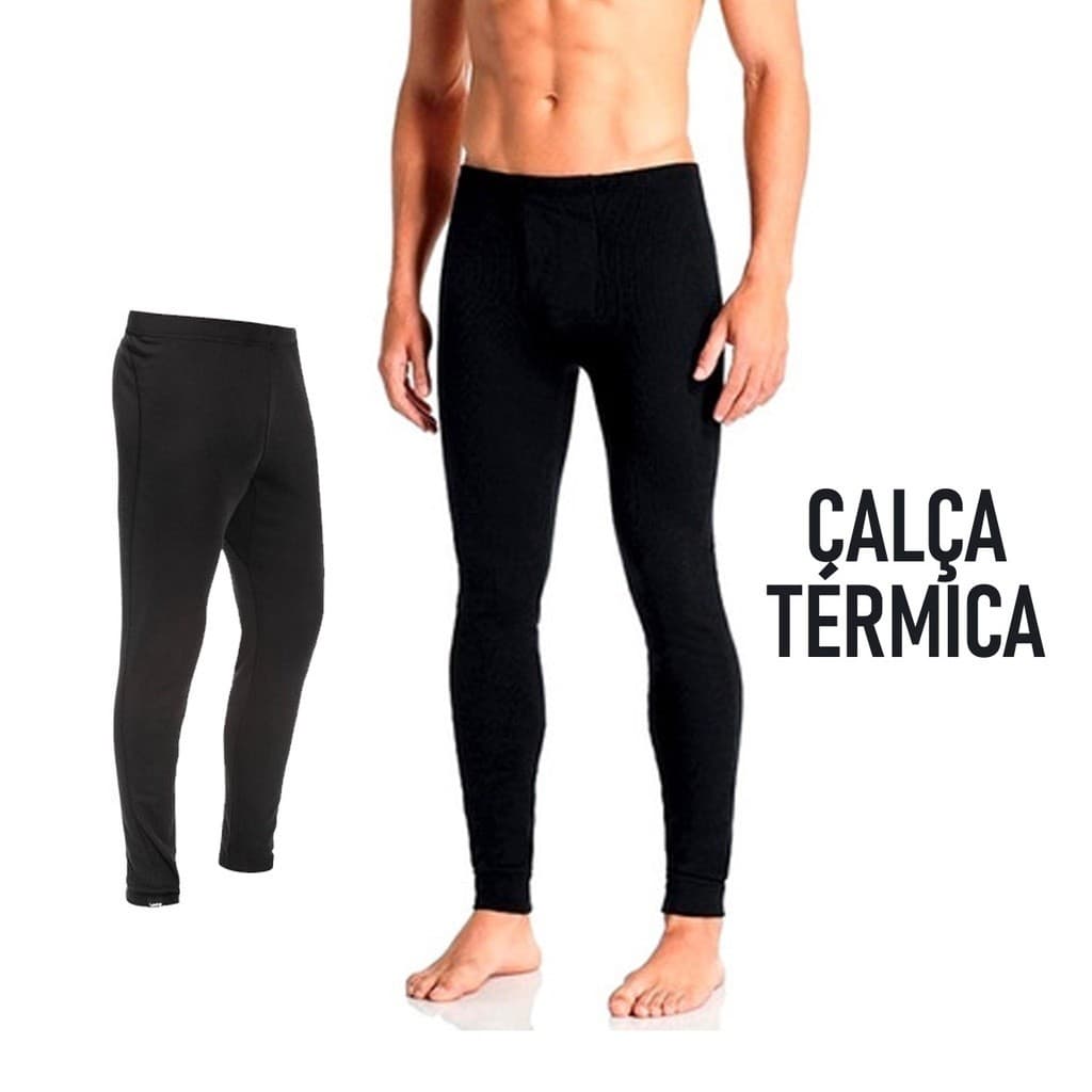 Calça Segunda Pele MASCULINA Flanelada Termica Abertura Frontal com Botão Inverno Quente