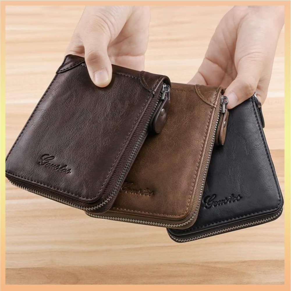 Carteira Masculina De Couro Casual Carteiras Com Zíper Personalizada