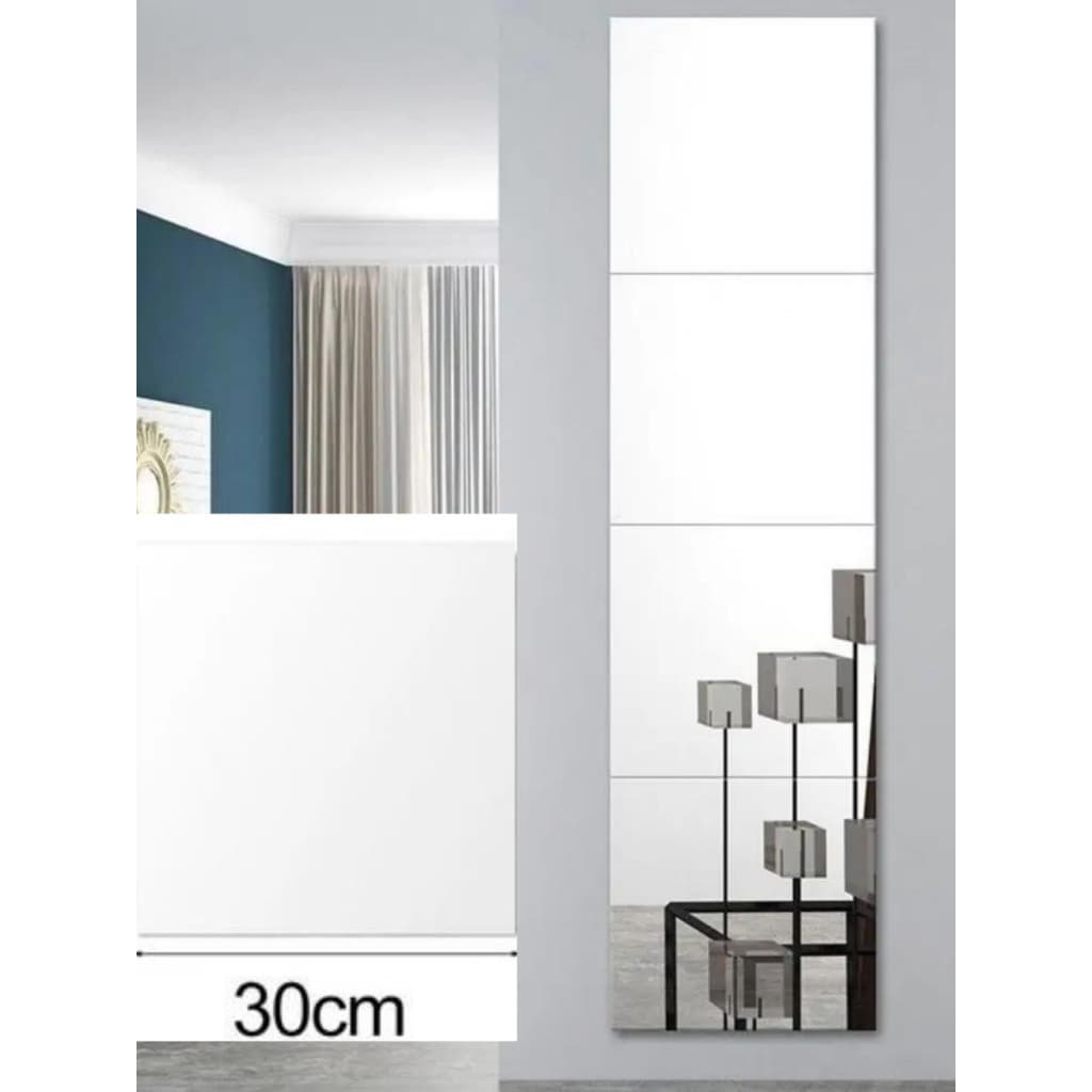 3 Espelhos Adesivo Decorativo De Parede 30x40 cm Versátil