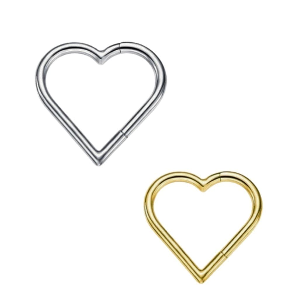 Piercing Titânio Articulado Liso Coração Daith Dourado ou Prata