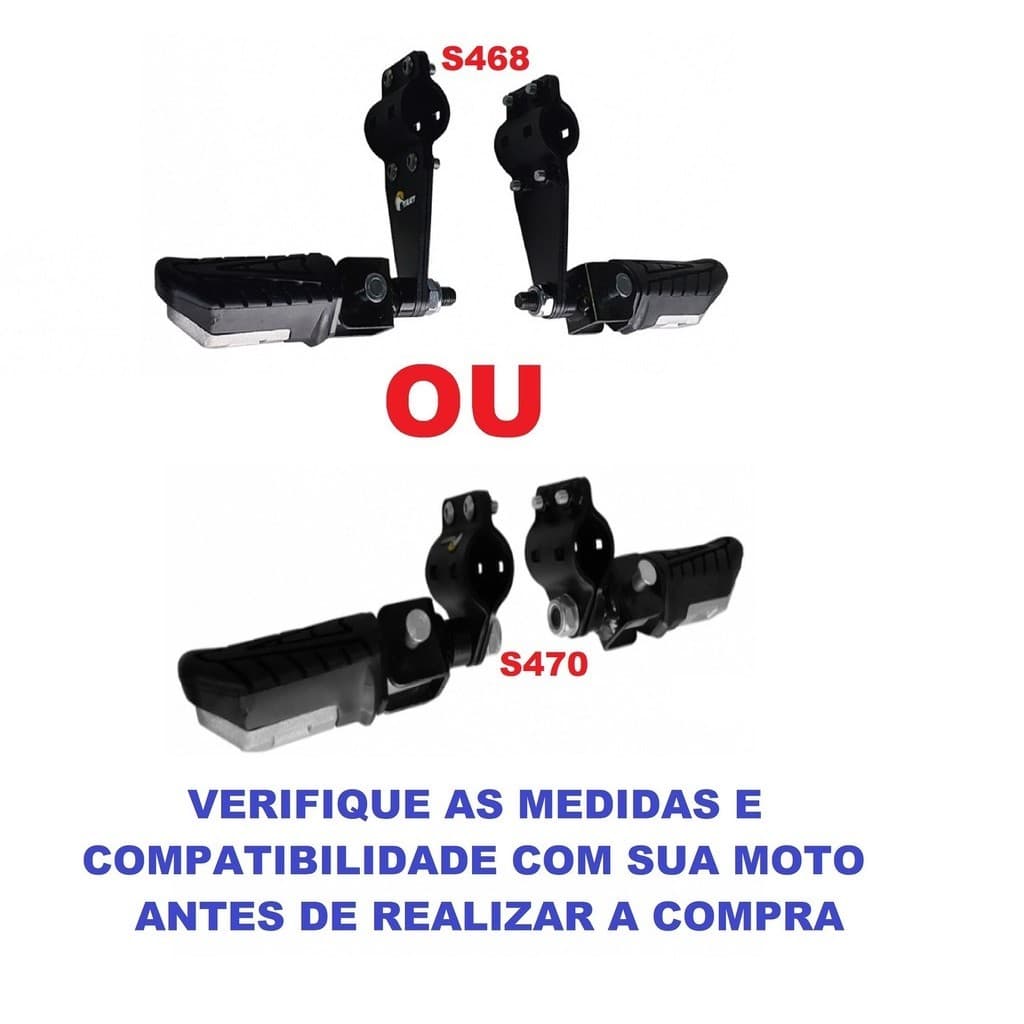 Par de pedaleira descanso apoio p/ pé pedal p/ protetor motor ferro dianteiro