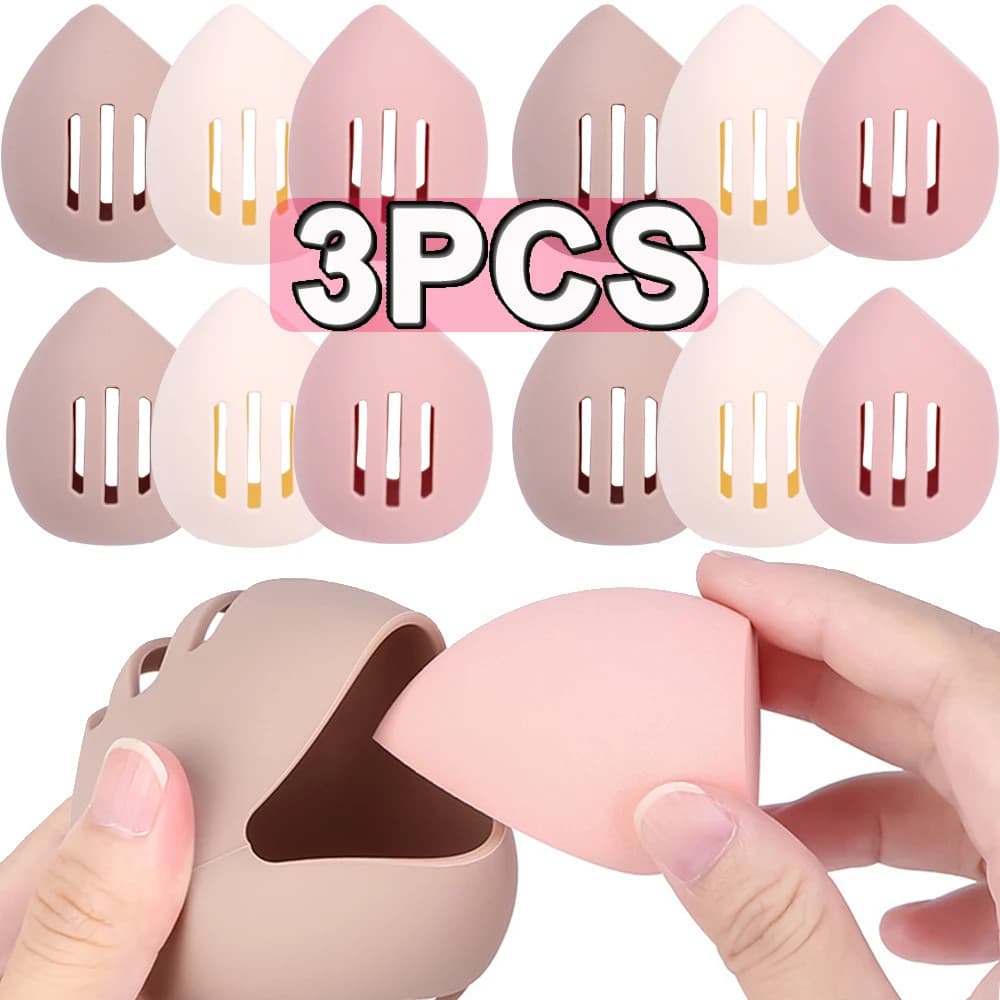 1/3Pcs Organizador De Ovos De Beleza Respirável Porta Esponja De Maquiagem Silicone Amigo Do Ambiente Caixa Cosmética Puff Holder