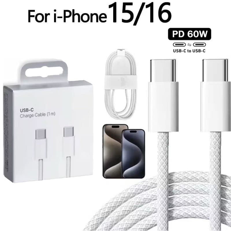 Cabo De Carga Rápida PD 60W USB-C tipo c original Para iPhone 15 16