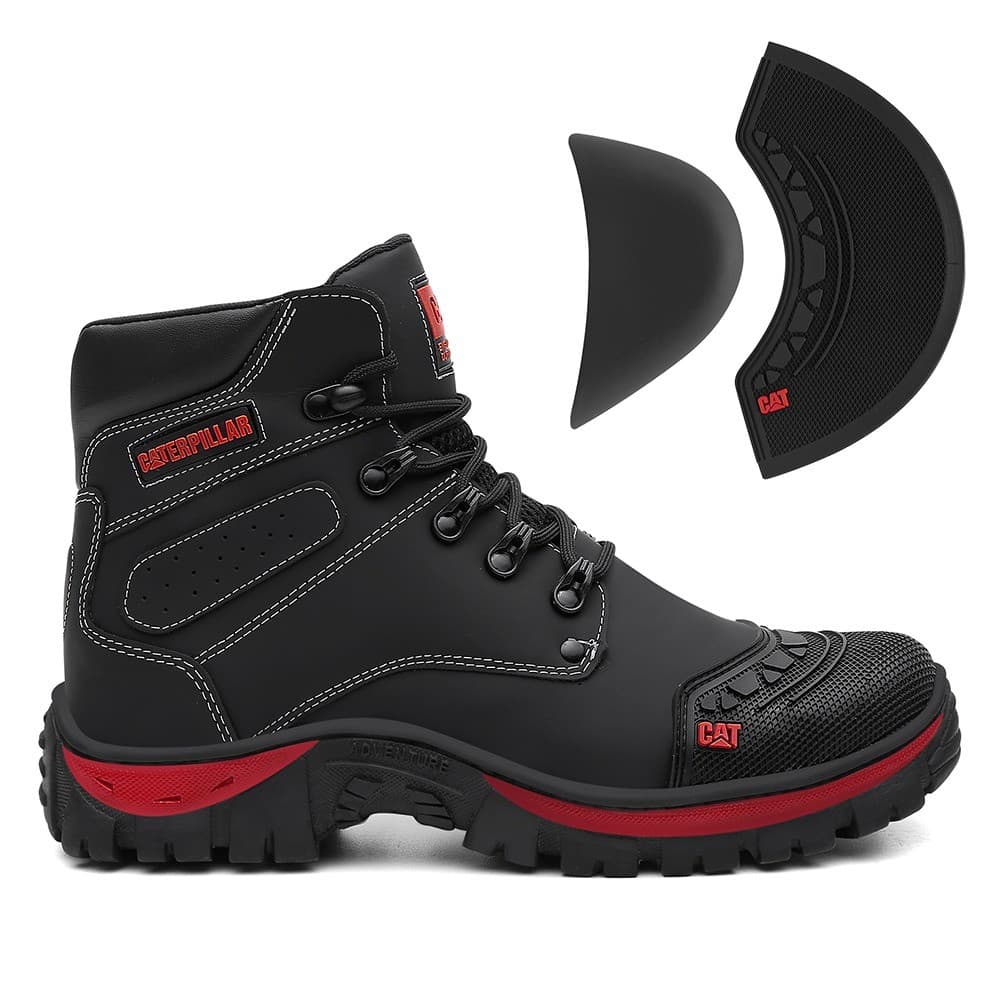 Bota Coturno Caterpillar Couro Legitimo Confortavel Cano Pronta Entrega Motoqueiro Trilha