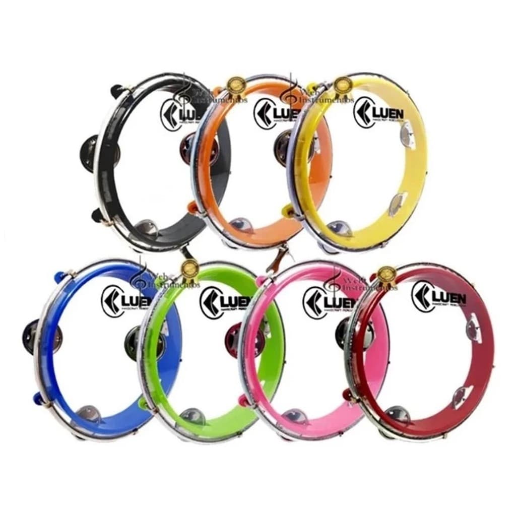 Kit 5 Pandeiros Infantil Junior 8" Polegadas Cristal Luen Colorido Criança