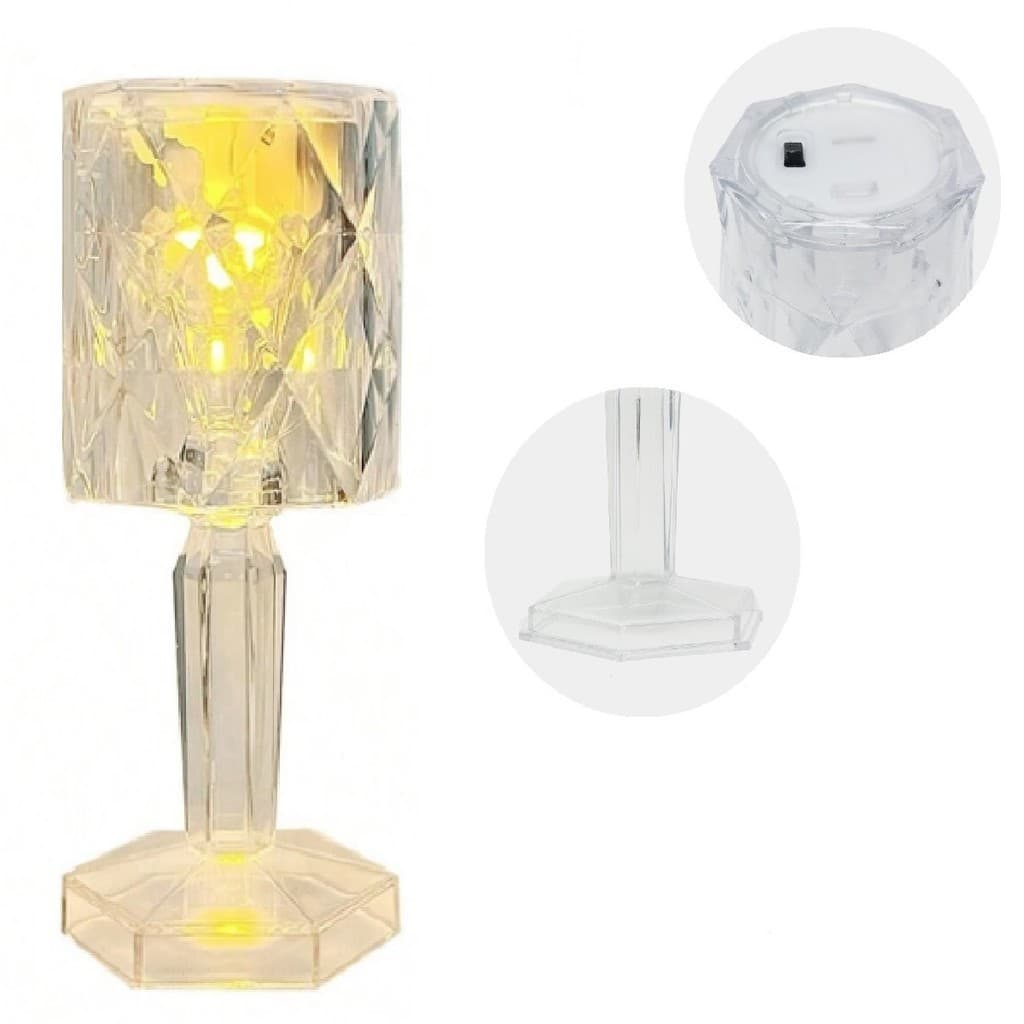 Mini Abajur Cristal Luz Led Amarelo Suave Quarto Decoração Your House