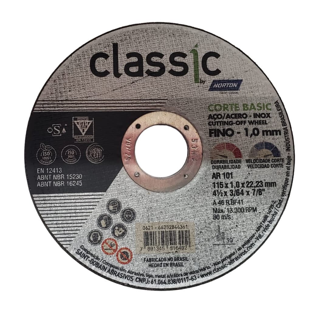 KIT 25 DISCOS ABRASIVO D/ CORTE 115,0X1,0X22,23 CLASSIC