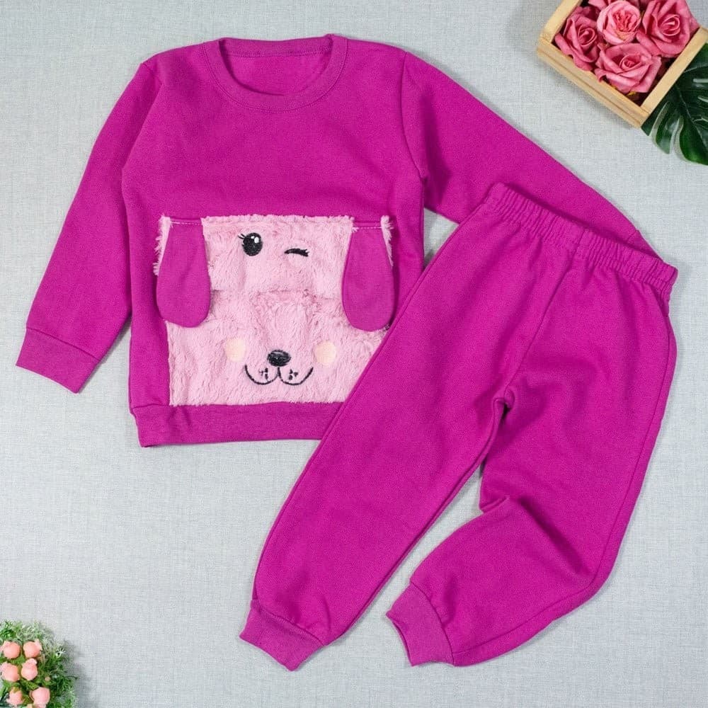 Conjunto 1 Ao 3 Moletom Com Bolso Pelucia Pink