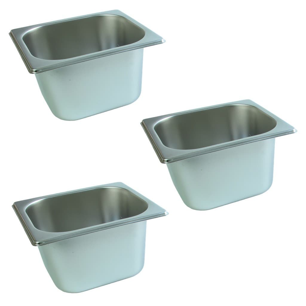 3 Cubas Gastronomica Inox GN1/6 17,6x16,2x15 Buffet Rechaud