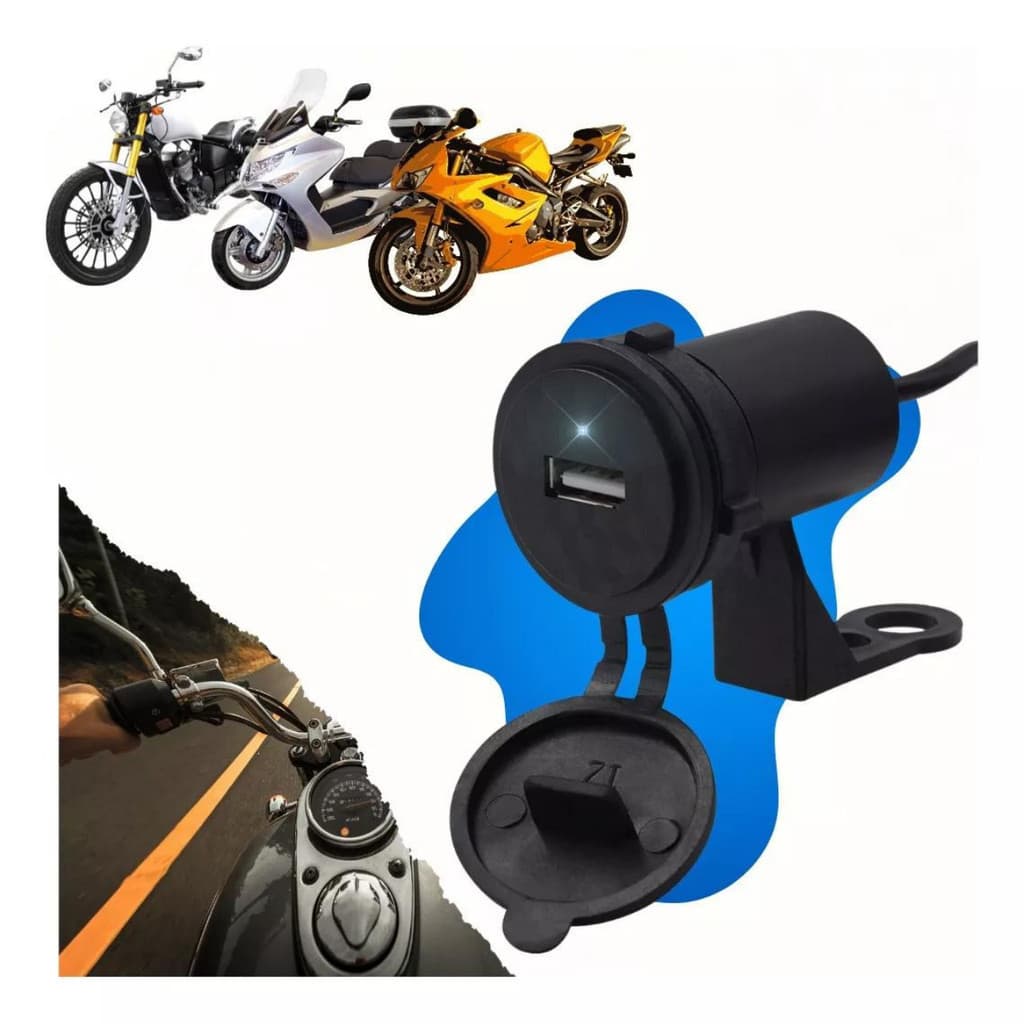 kit 10 Carregadores Usb Celular De Moto Universal Suporte Tomada 12v Carrega Gps Celular Impermeável