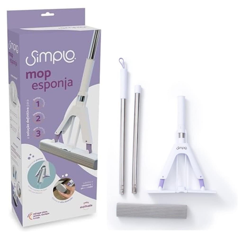 Mop com Refil Espuma Esponja de Pva Sistema de Prensa Simplo - Mop Esponja