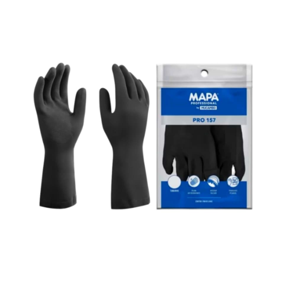 Luva Latex Antiderrapante Preta Mucambo