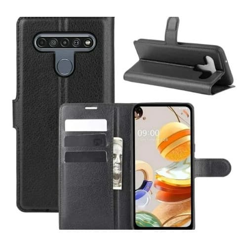 Capa Capinha Carteira Couro + Película De Vidro 3d LG K61