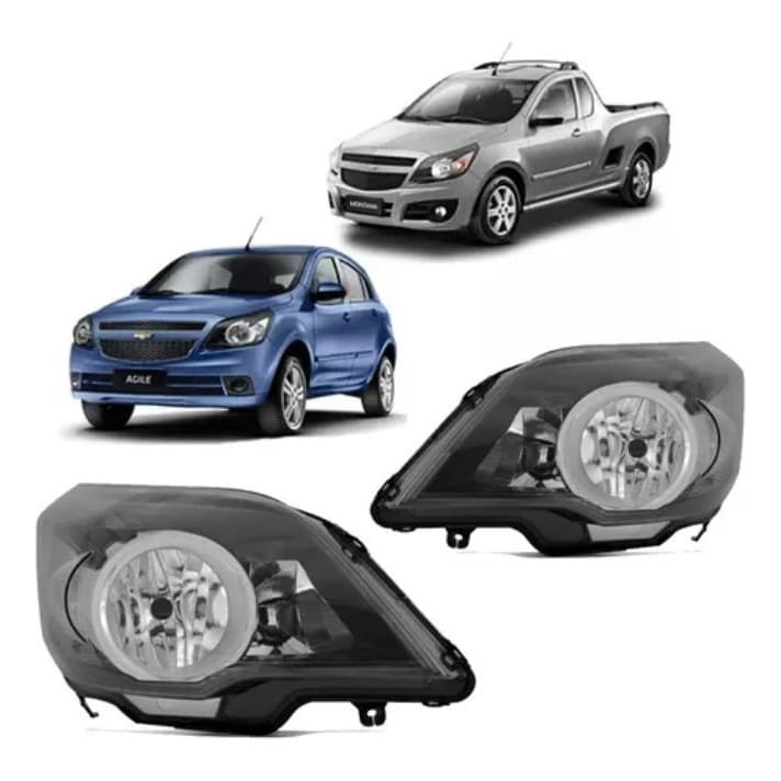 Farol Agile 2009 A 2013 e Montana 2011 A 2019 Foco Duplo Máscara Negra