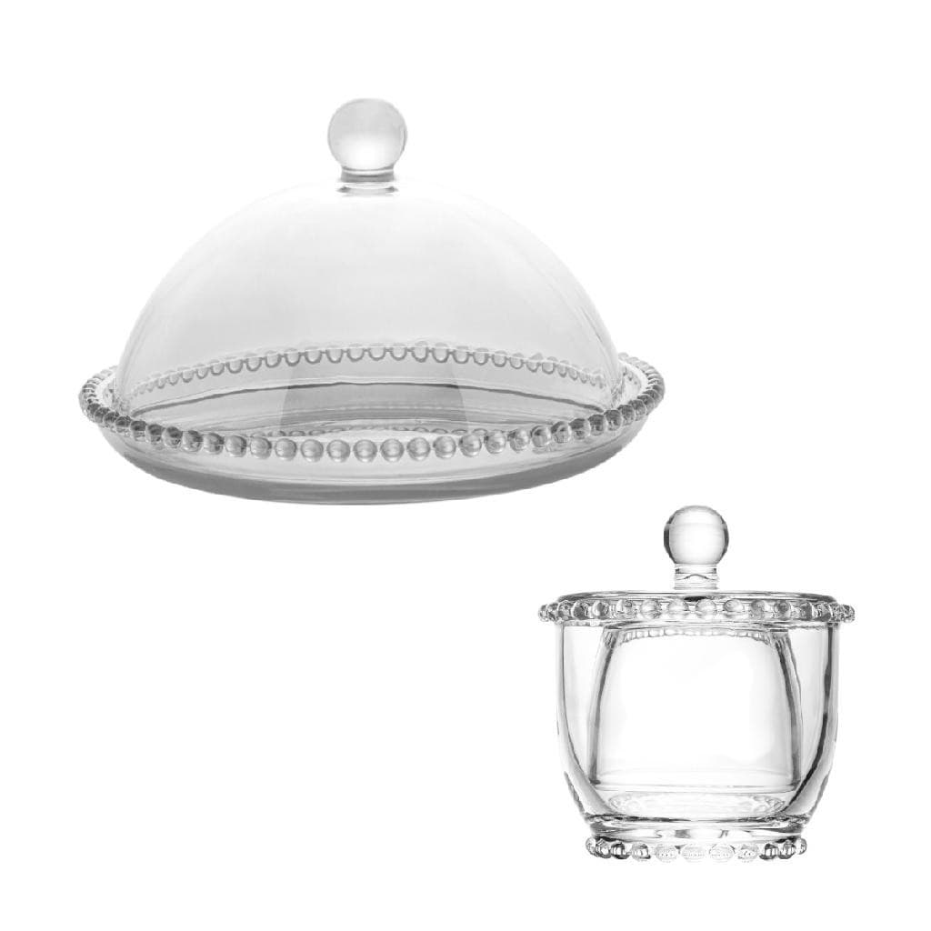 Conjunto Queijeira Pearl + Manteigueira Francesa Cristal