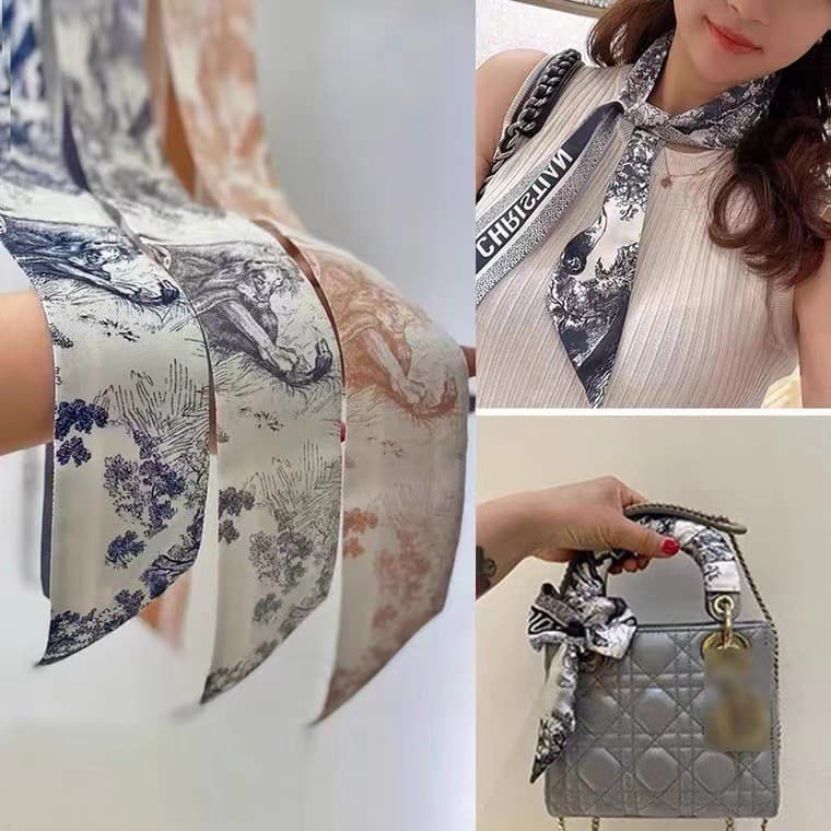 Lenço vintage estilo francês para alças de bolsas, fita de seda imitação macaco da selva, faixa de cabelo versátil, deco