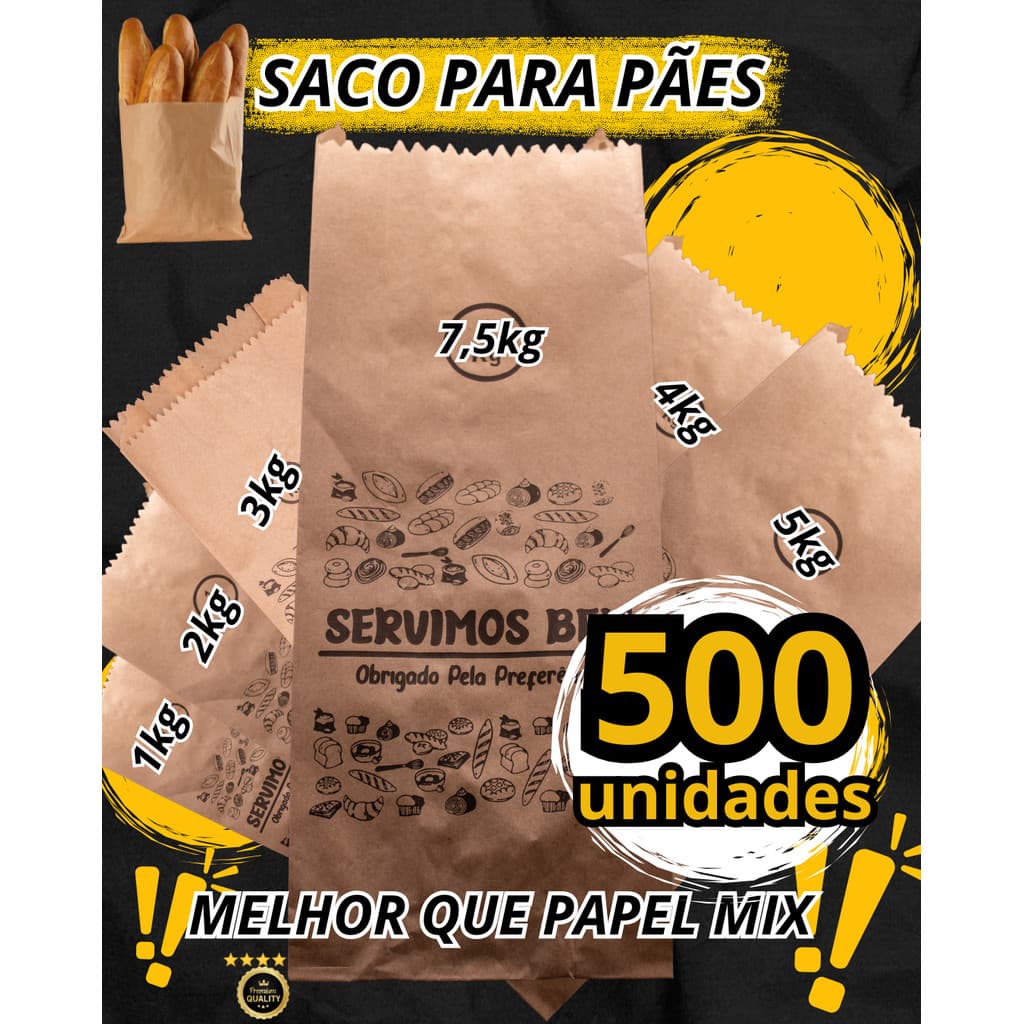 SACO DE PAO 1KG , 2K , 3KG , 4KG , 5KG , 7,5KG - IRANI -PEQUENO MEDIO GRANDE SACO PARA PAO PAES