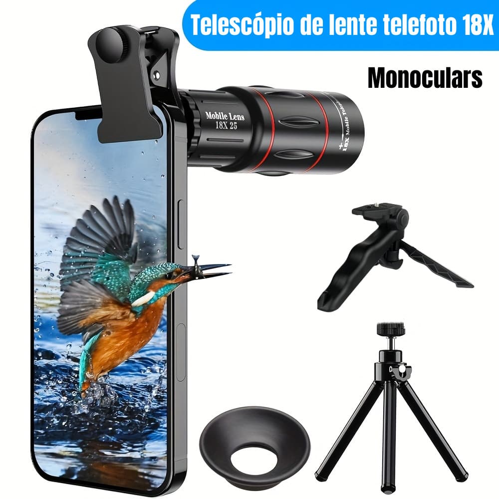 18X25 Lente Telescópio Com Clip Telescópio Universal Para Smartphone Hd Com Tripé