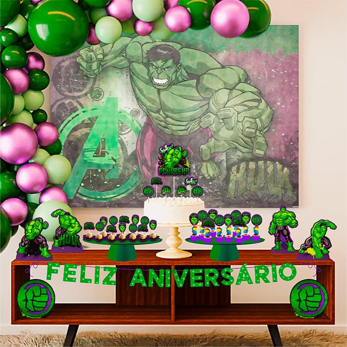 Kit Festa Fácil Decoração Aniversário 39 Pçs  - Hulk