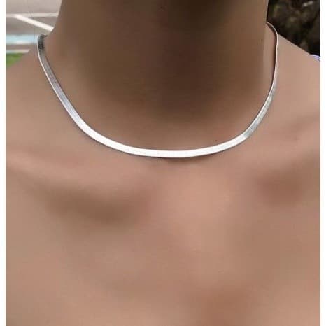 Colar Cordão Estilo Cobra Prateado Laminado Em Aço Inoxidável Moda Feminina/ Masculina Unissex Luxo