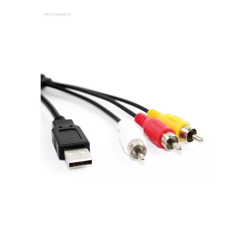 Cabo Usb Para Rca 3 Vias Áudio E Vídeo 1.5Metros