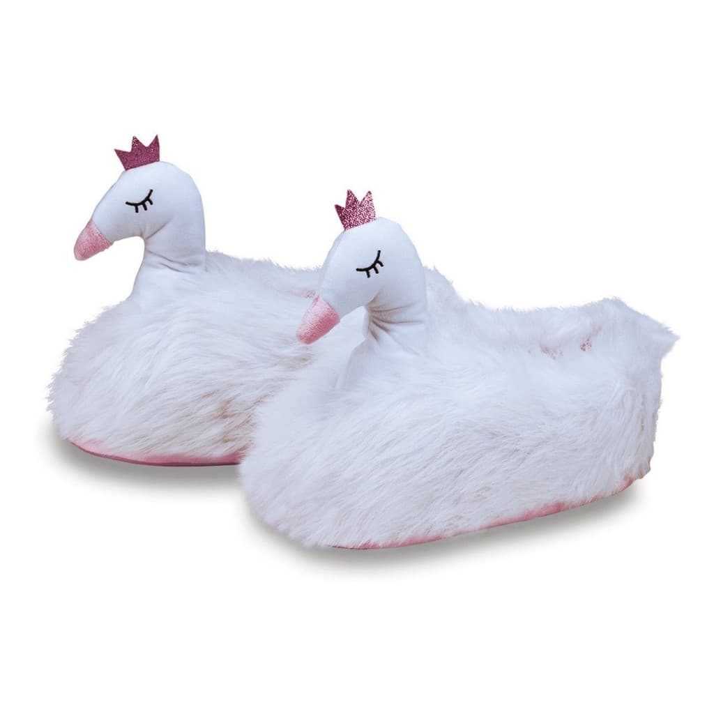 Pantufa Pelúcia 3D Cisne Branco Antiderrapante