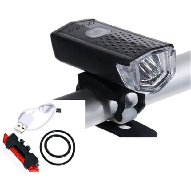 Kit Farol Bike Led Recarregável Dianteira / Lanterna Sinalizador Traseira 9182375
