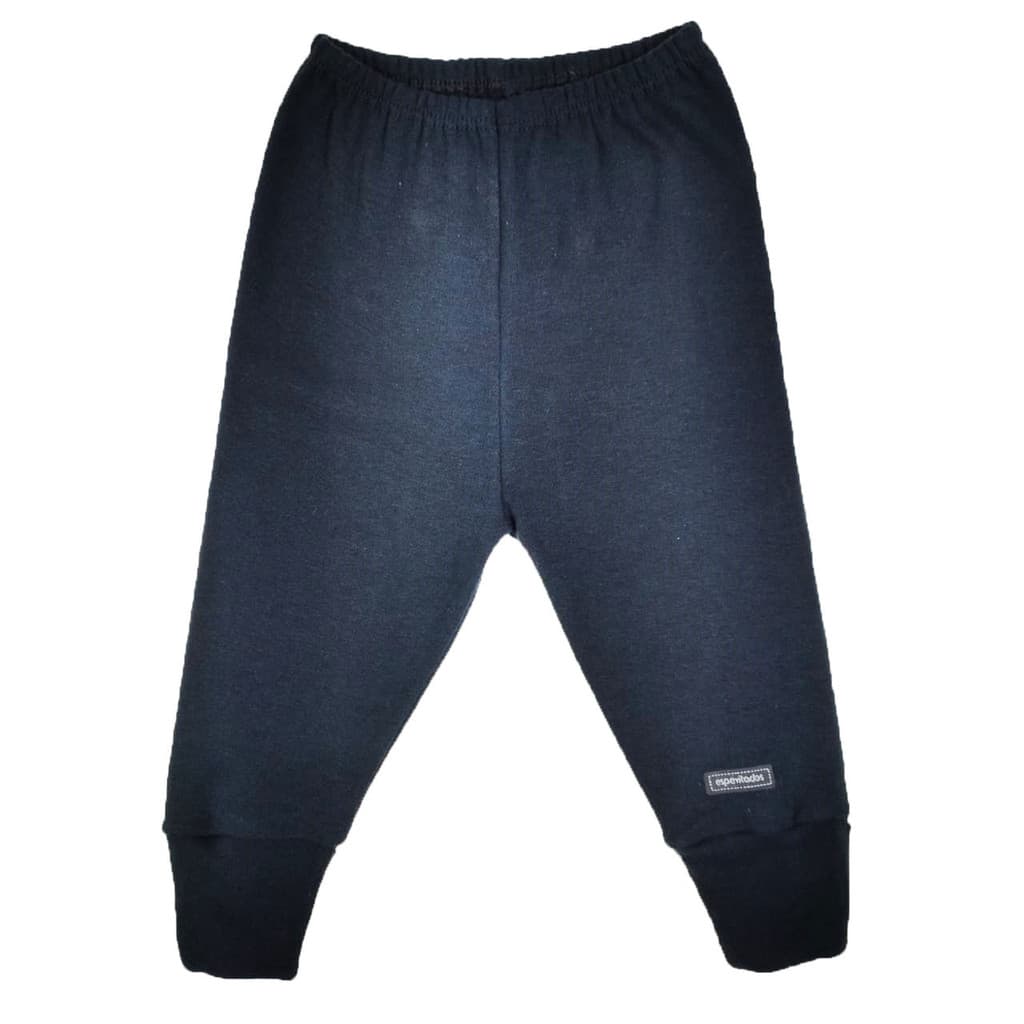 Calça bebê liso preto pé reversível BB Básico