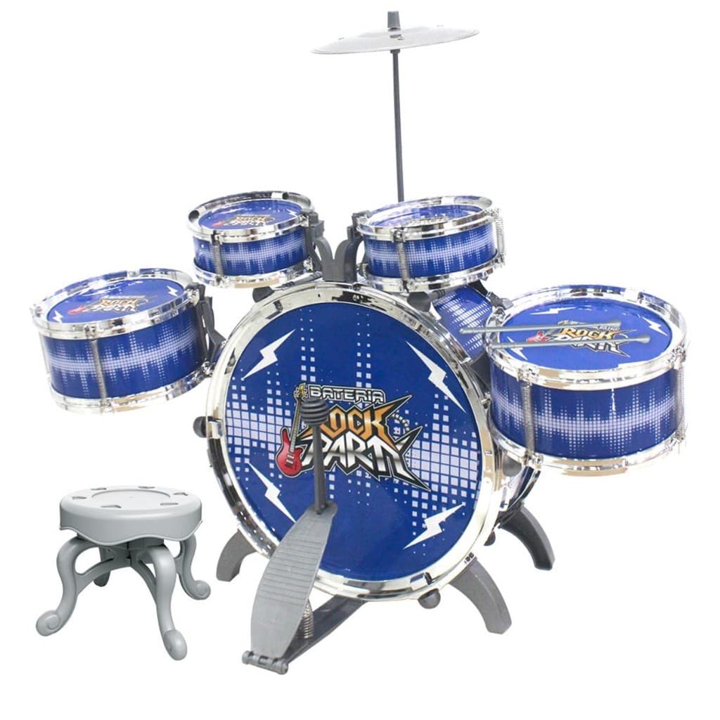 Bateria Banquinho Instrumento Infantil Menino Rock Party Dm