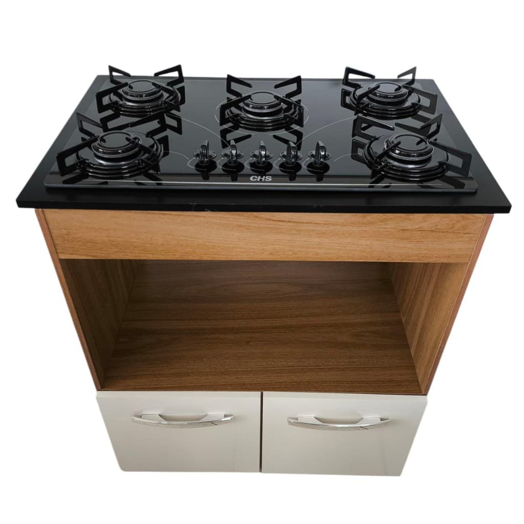 Fogão Cooktop + Balcão em Madeira MDP / A Gás 5 Bocas