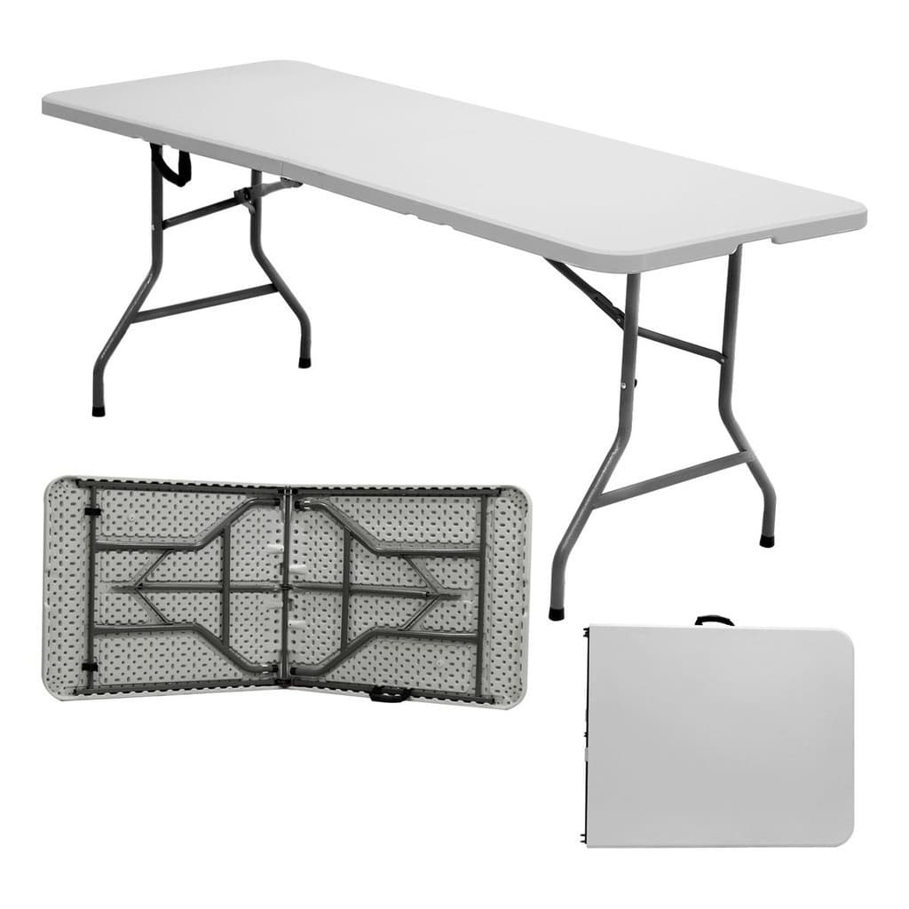 Mesa Dobrável que Vira Maleta 6 Lugares Camping 180cm 1,8 Metros de Polietileno e Aço